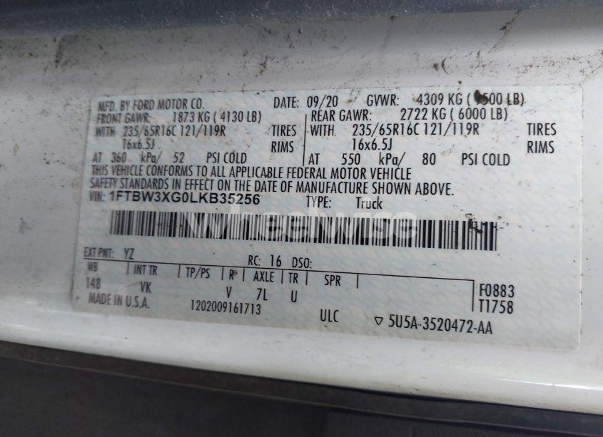 Photo 9 of 2020 Ford Transit-350 CARGO VAN (VIN 1FTBW3XG0LKB35256)