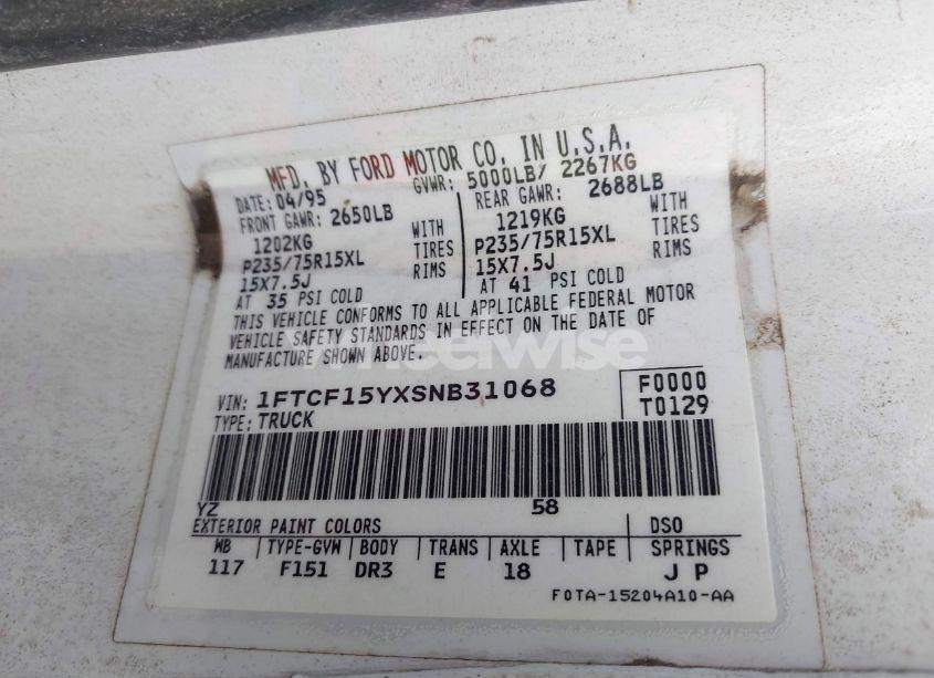 Photo 8 of 1995 Ford F150 N/A (VIN 1FTCF15YXSNB31068)