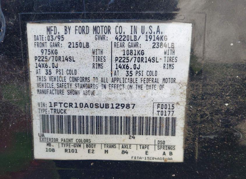 Photo 9 of 1995 Ford Ranger N/A (VIN 1FTCR10A0SUB12987)