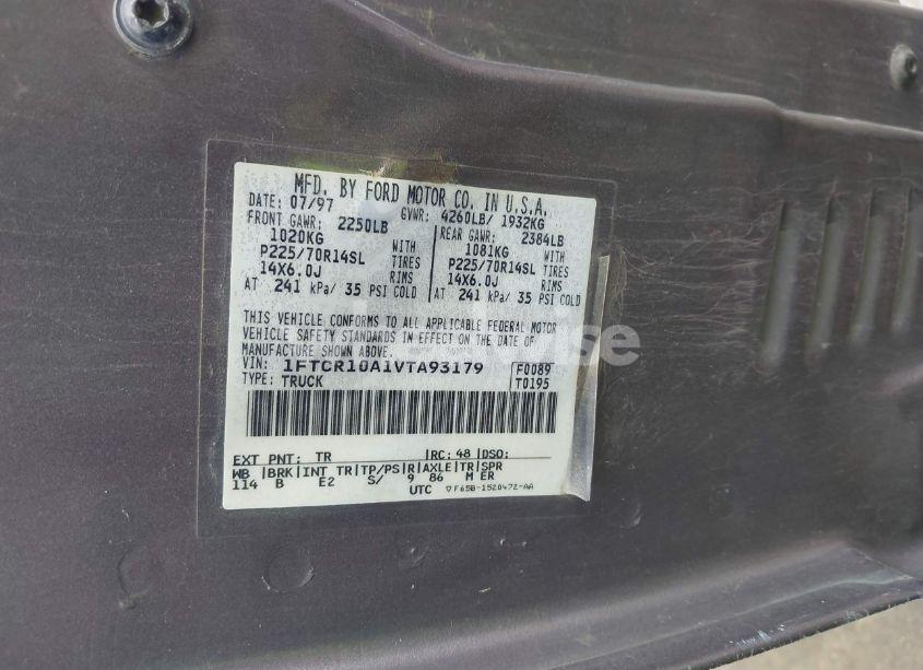 Photo 9 of 1997 Ford Ranger SPLASH/XL/XLT (VIN 1FTCR10A1VTA93179)