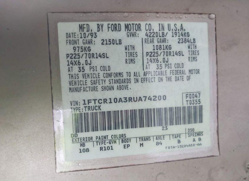 Photo 9 of 1994 Ford Ranger (VIN 1FTCR10A3RUA74200)