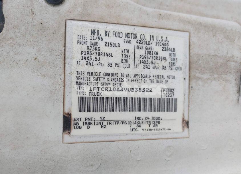 Photo 9 of 1997 Ford Ranger SPLASH/XL/XLT (VIN 1FTCR10A3VUB38522)