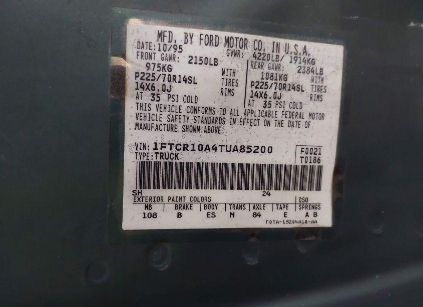 Photo 9 of 1996 Ford Ranger (VIN 1FTCR10A4TUA85200)