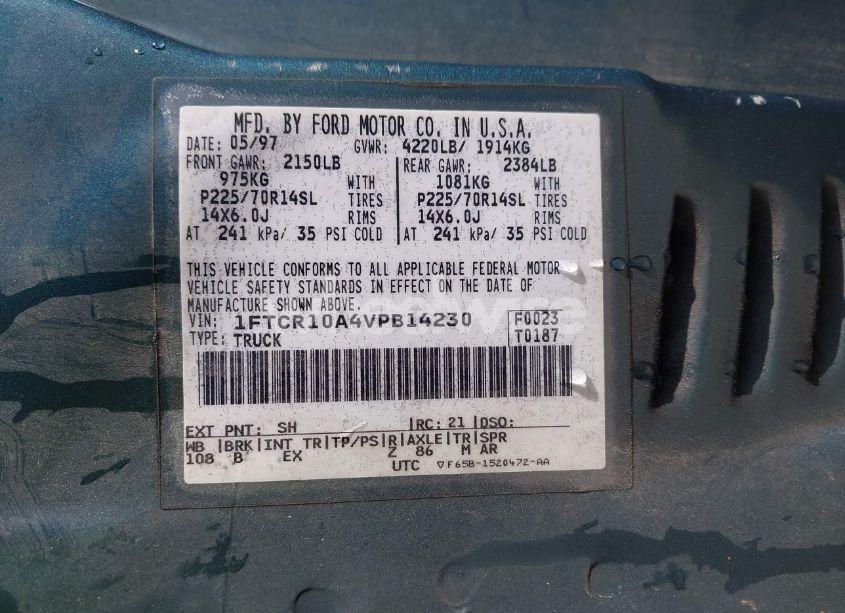 Photo 9 of 1997 Ford Ranger SPLASH/XL/XLT (VIN 1FTCR10A4VPB14230)