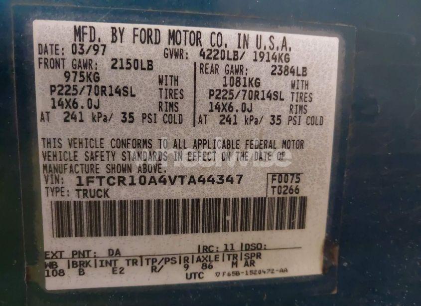 Photo 9 of 1997 Ford Ranger SPLASH/XL/XLT (VIN 1FTCR10A4VTA44347)