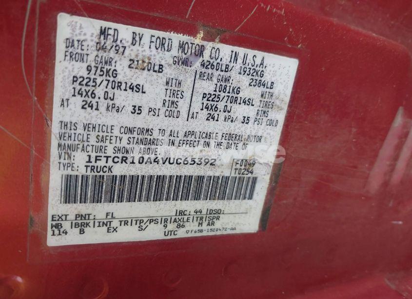 Photo 9 of 1997 Ford Ranger SPLASH/XL/XLT (VIN 1FTCR10A4VUC65392)