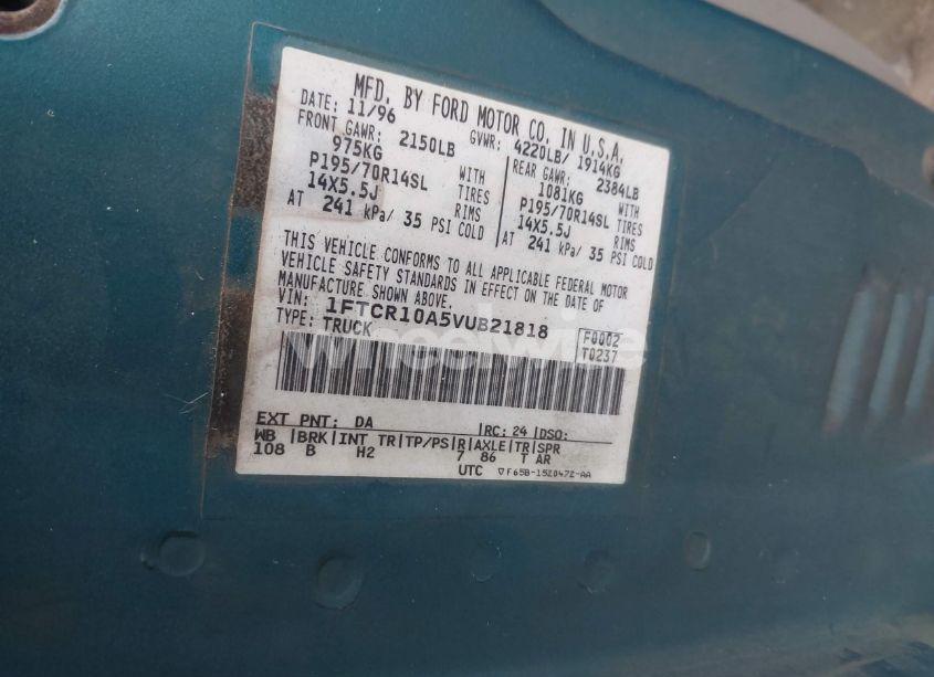 Photo 9 of 1997 Ford Ranger SPLASH/XL/XLT (VIN 1FTCR10A5VUB21818)