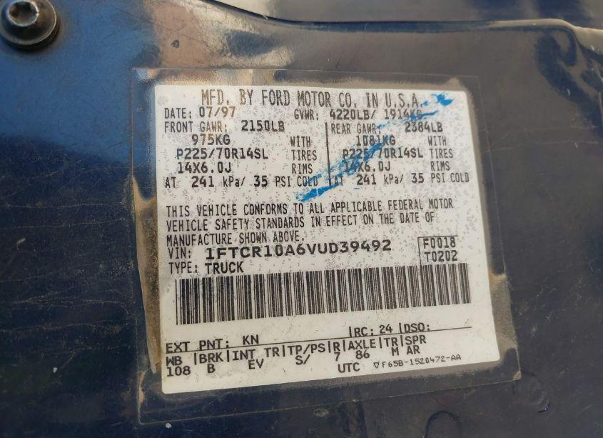 Photo 9 of 1997 Ford Ranger SPLASH/XL/XLT (VIN 1FTCR10A6VUD39492)