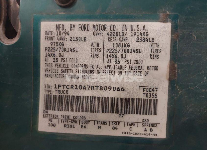 Photo 9 of 1994 Ford Ranger (VIN 1FTCR10A7RTB09066)