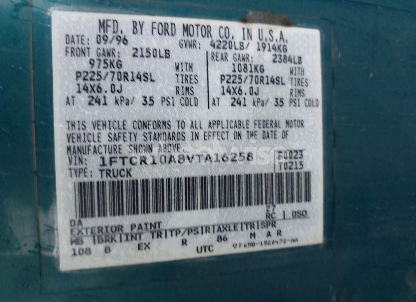 Photo 9 of 1997 Ford Ranger SPLASH/XL/XLT (VIN 1FTCR10A8VTA16258)