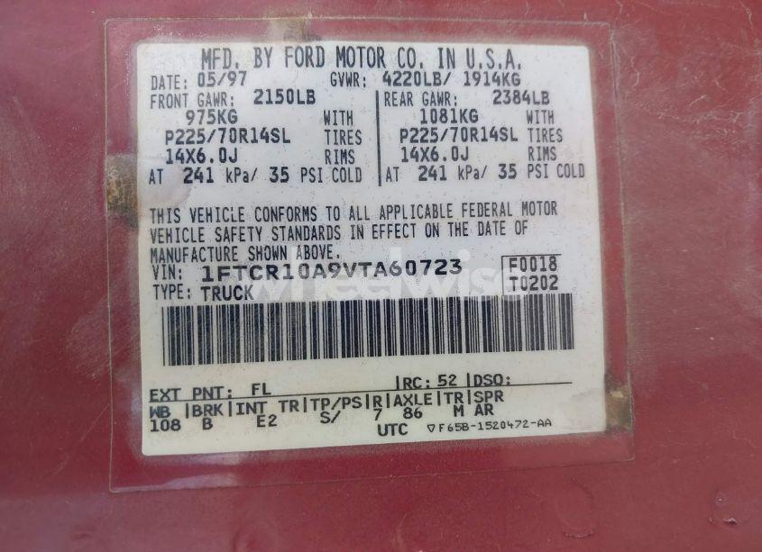 Photo 9 of 1997 Ford Ranger SPLASH/XL/XLT (VIN 1FTCR10A9VTA60723)