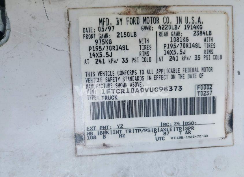 Photo 9 of 1997 Ford Ranger SPLASH/XL/XLT (VIN 1FTCR10A9VUC16270)