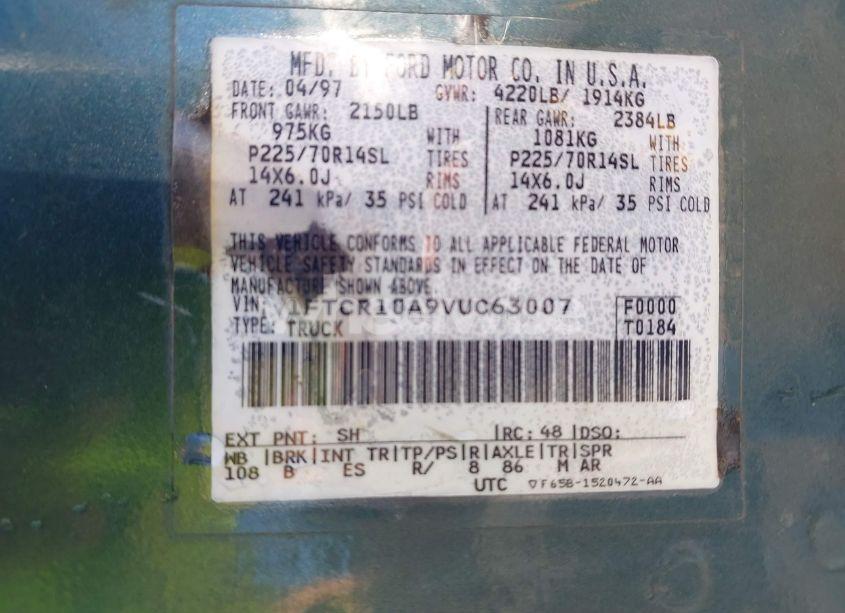 Photo 9 of 1997 Ford Ranger SPLASH/XL/XLT (VIN 1FTCR10A9VUC63007)