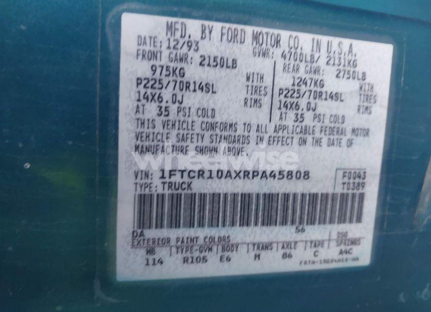 Photo 9 of 1994 Ford Ranger (VIN 1FTCR10AXRPA45808)