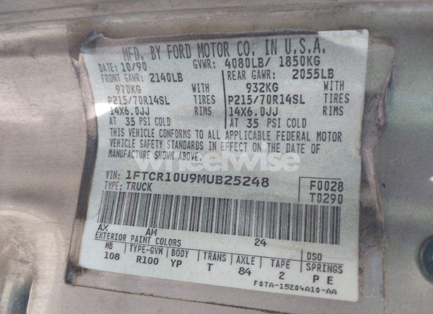 Photo 9 of 1991 Ford Ranger N/A (VIN 1FTCR10U9MUB25248)