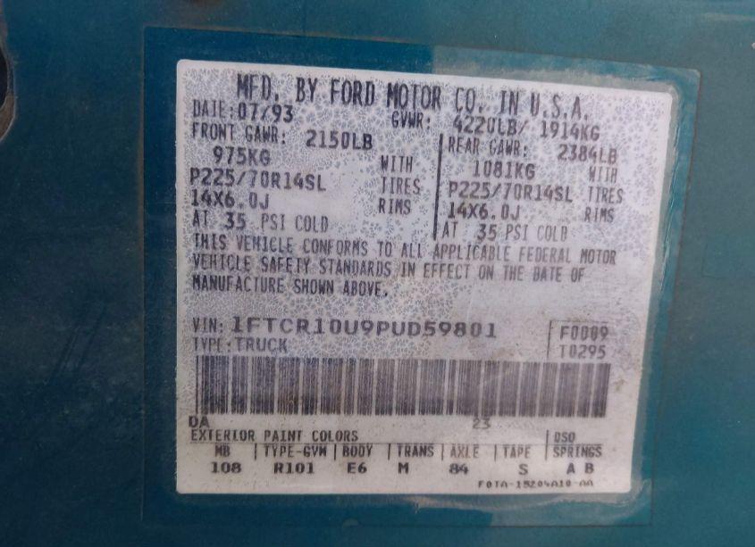 Photo 9 of 1993 Ford Ranger (VIN 1FTCR10U9PUD59801)