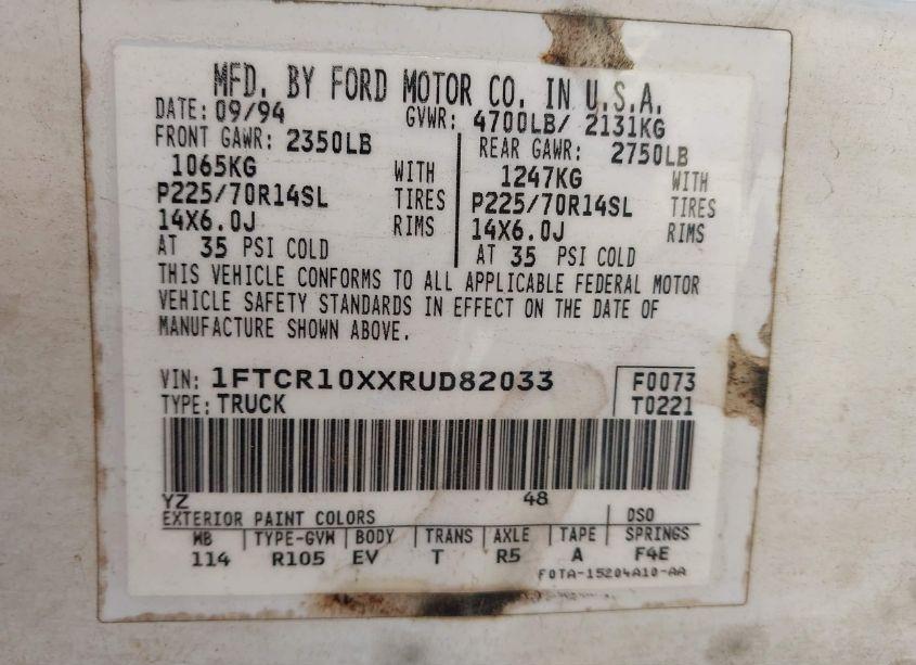 Photo 9 of 1994 Ford Ranger (VIN 1FTCR10XXRUD82033)