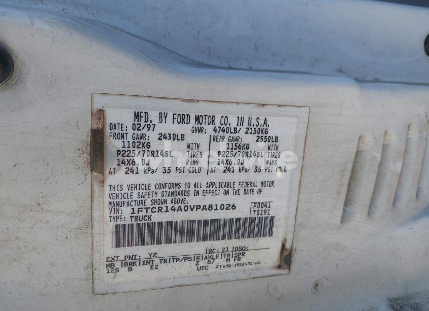 Photo 9 of 1997 Ford Ranger XL/XLT (VIN 1FTCR14A0VPA81026)