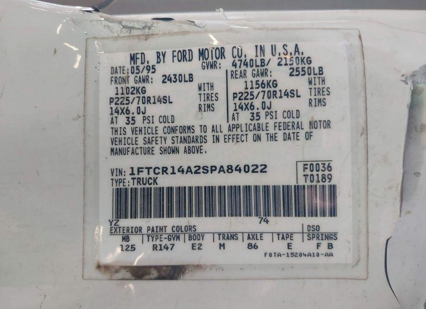 Photo 9 of 1995 Ford Ranger SUPER CAB (VIN 1FTCR14A2SPA84022)