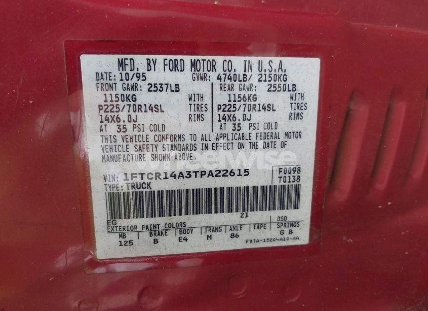 Photo 9 of 1996 Ford Ranger SUPER CAB (VIN 1FTCR14A3TPA22615)