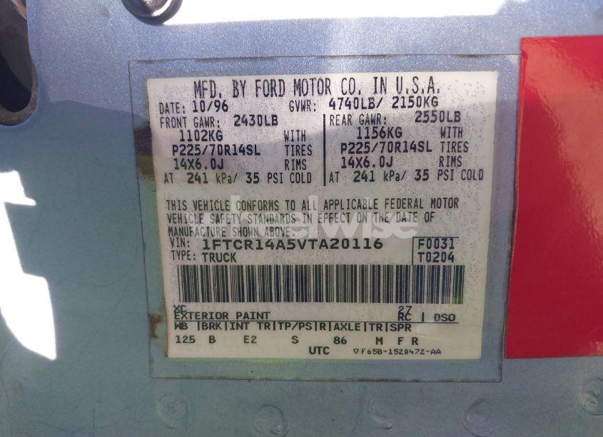 Photo 9 of 1997 Ford Ranger XL/XLT (VIN 1FTCR14A5VTA20116)