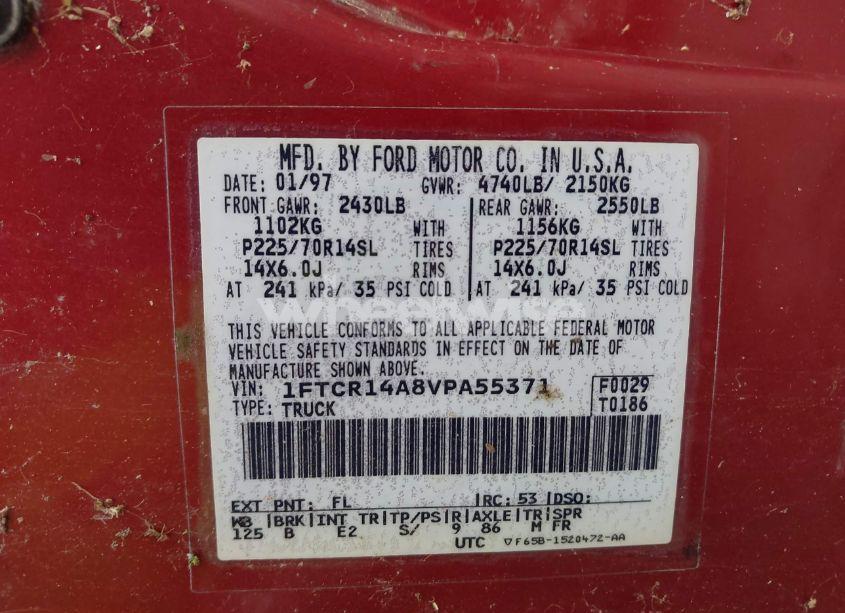 Photo 9 of 1997 Ford Ranger XL/XLT (VIN 1FTCR14A8VPA55371)