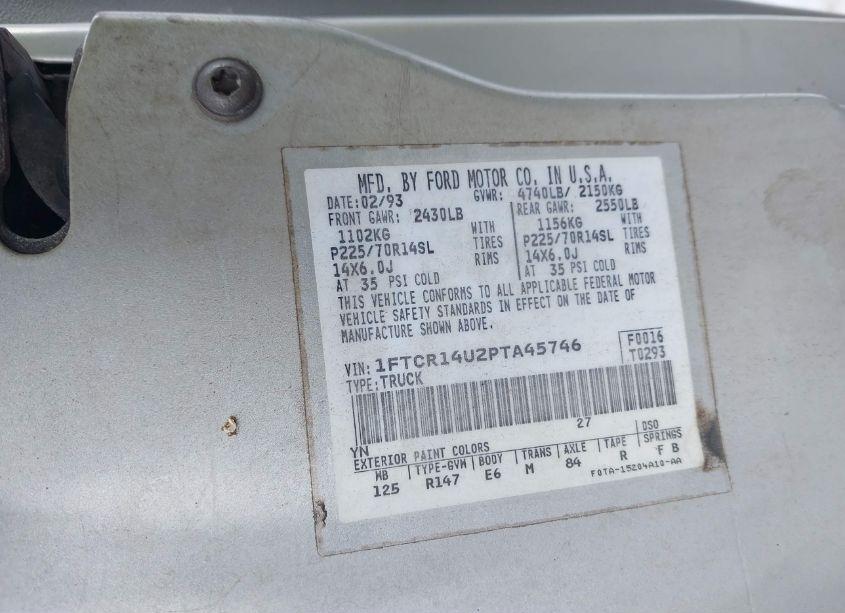 Photo 9 of 1993 Ford Ranger SUPER CAB (VIN 1FTCR14U2PTA45746)