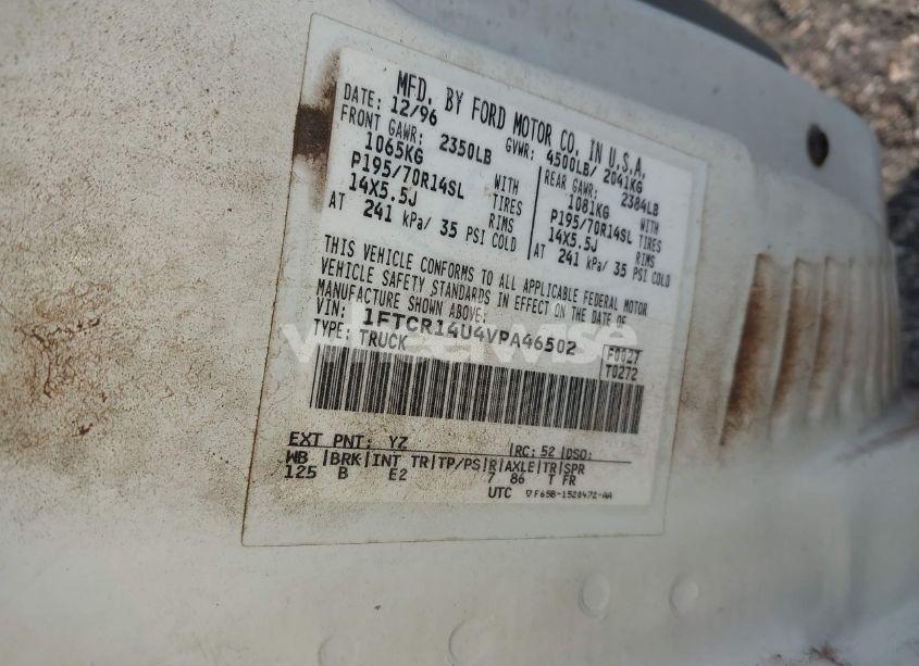 Photo 9 of 1997 Ford Ranger SPLASH/XL/XLT (VIN 1FTCR14U4VPA46502)