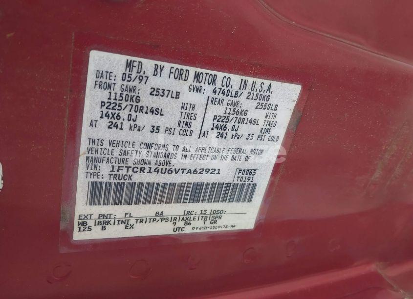 Photo 9 of 1997 Ford Ranger SPLASH/XL/XLT (VIN 1FTCR14U6VTA62921)