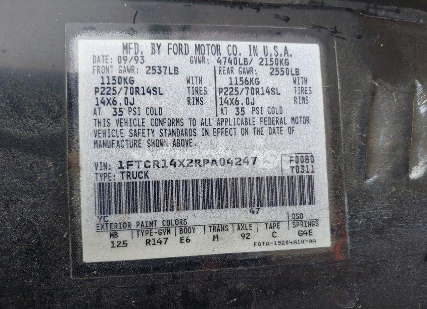 Photo 9 of 1994 Ford Ranger SUPER CAB (VIN 1FTCR14X2RPA04247)