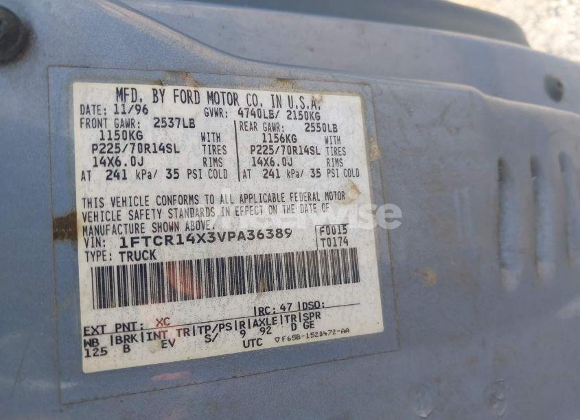 Photo 9 of 1997 Ford Ranger SPLASH/XLT (VIN 1FTCR14X3VPA36389)