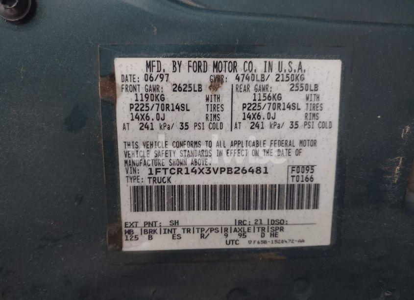 Photo 9 of 1997 Ford Ranger SPLASH/XLT (VIN 1FTCR14X3VPB26481)