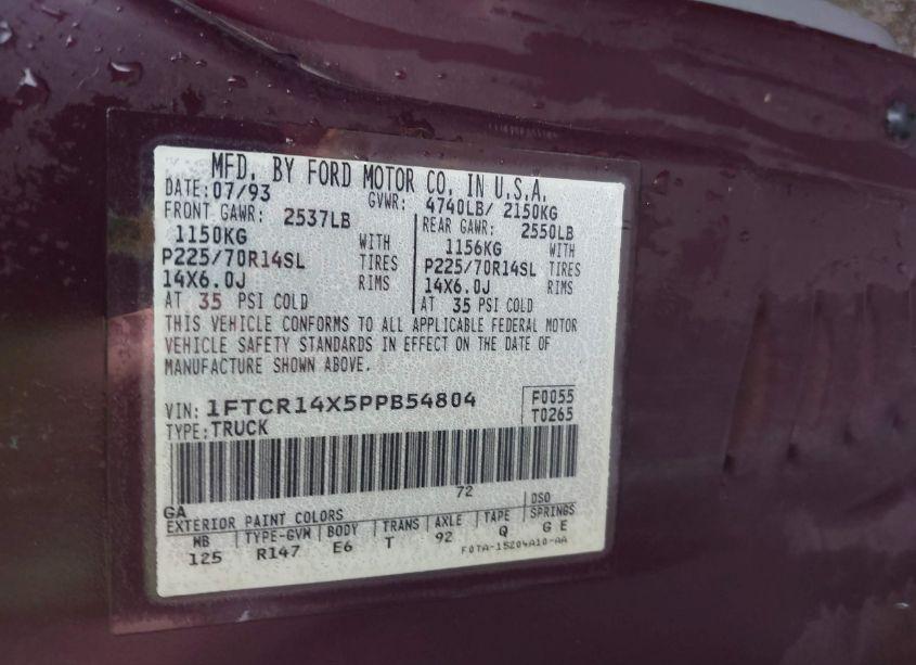 Photo 9 of 1993 Ford Ranger SUPER CAB (VIN 1FTCR14X5PPB54804)