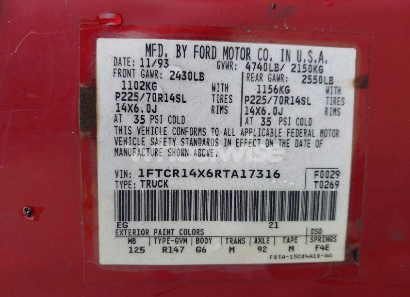 Photo 9 of 1994 Ford Ranger SUPER CAB (VIN 1FTCR14X6RTA17316)