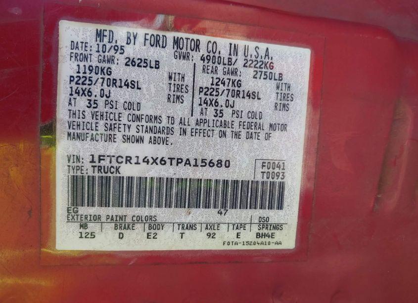 Photo 9 of 1996 Ford Ranger SUPER CAB (VIN 1FTCR14X6TPA15680)