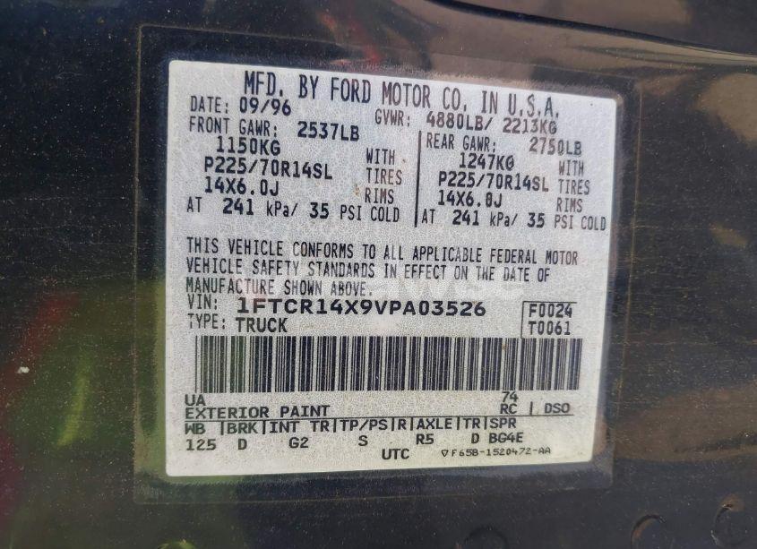 Photo 9 of 1997 Ford Ranger SPLASH/XLT (VIN 1FTCR14X9VPA03526)