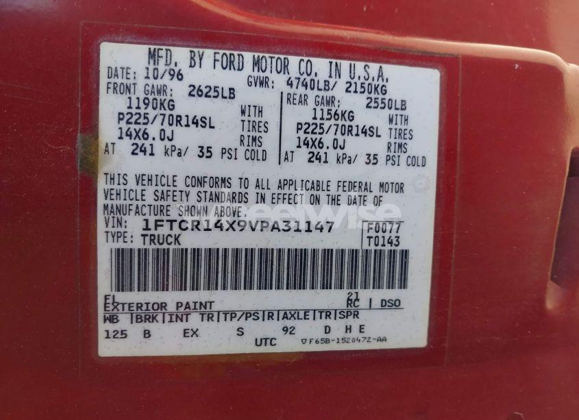 Photo 9 of 1997 Ford Ranger SPLASH/XLT (VIN 1FTCR14X9VPA31147)