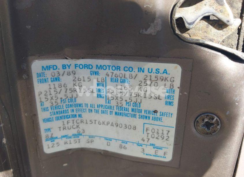 Photo 9 of 1989 Ford Ranger SUPER CAB (VIN 1FTCR15T6KPA90308)