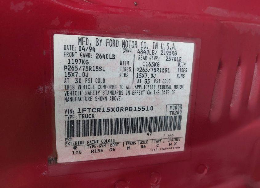 Photo 9 of 1994 Ford Ranger SUPER CAB (VIN 1FTCR15X0RPB15510)