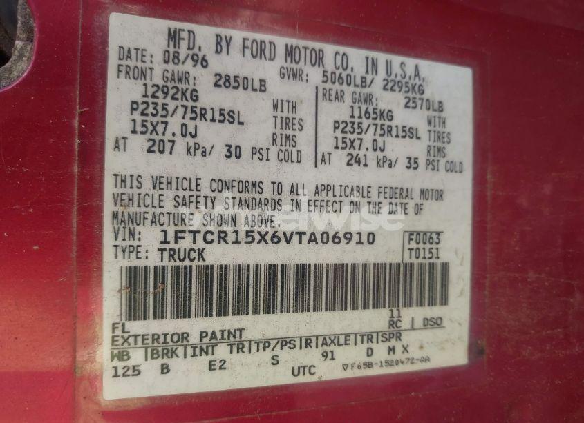 Photo 9 of 1997 Ford Ranger SPLASH/STX/XLT (VIN 1FTCR15X6VTA06910)