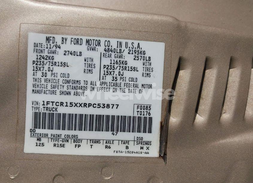 Photo 9 of 1994 Ford Ranger SUPER CAB (VIN 1FTCR15XXRPC53877)