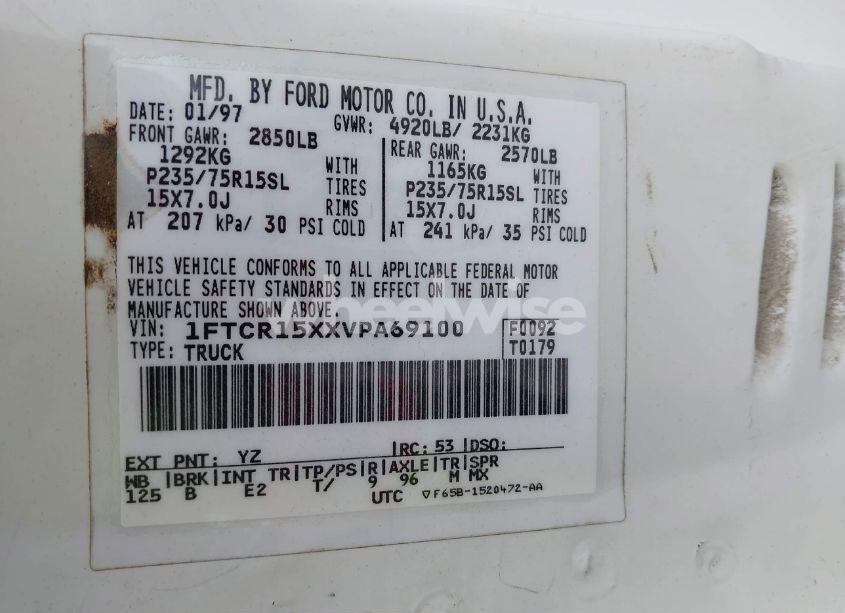 Photo 9 of 1997 Ford Ranger SPLASH/STX/XLT (VIN 1FTCR15XXVPA69100)