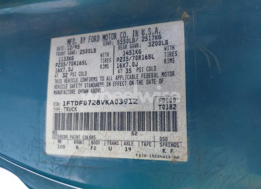 Photo 9 of 1997 Ford F-150 XL/XLT (VIN 1FTDF0728VKA03912)