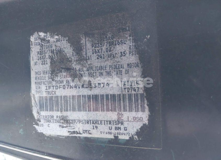 Photo 9 of 1997 Ford F-150 LARIAT/XL/XLT (VIN 1FTDF07W4VKB53874)