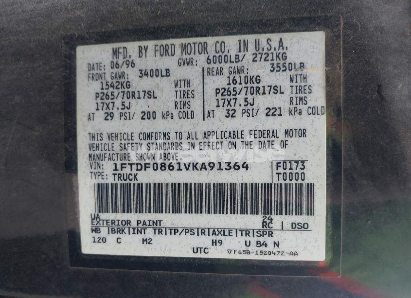 Photo 9 of 1997 Ford F-150 LARIAT/XL/XLT (VIN 1FTDF0861VKA91364)