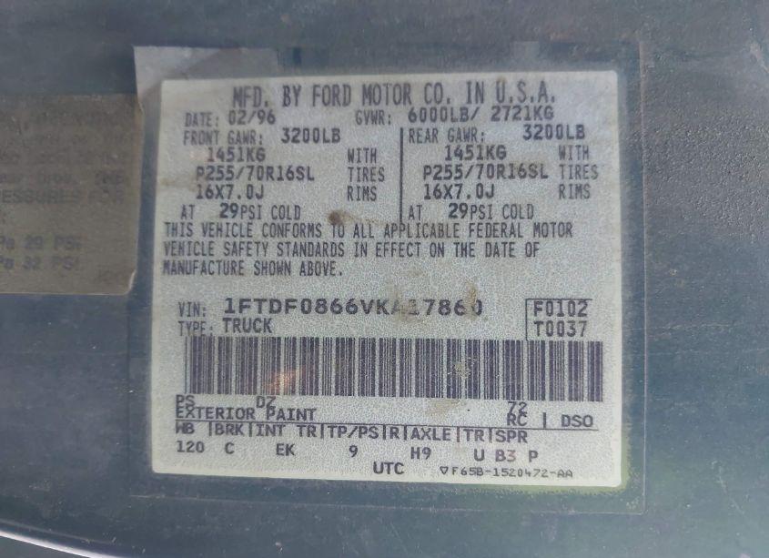 Photo 9 of 1997 Ford F-150 LARIAT/XL/XLT (VIN 1FTDF0866VKA17860)