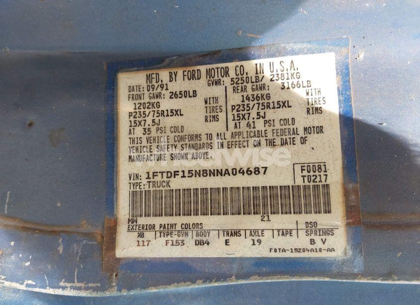Photo 9 of 1992 Ford F150 (VIN 1FTDF15N8NNA04687)