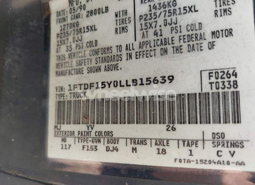 Photo 9 of 1990 Ford F150 N/A (VIN 1FTDF15Y0LLB15639)