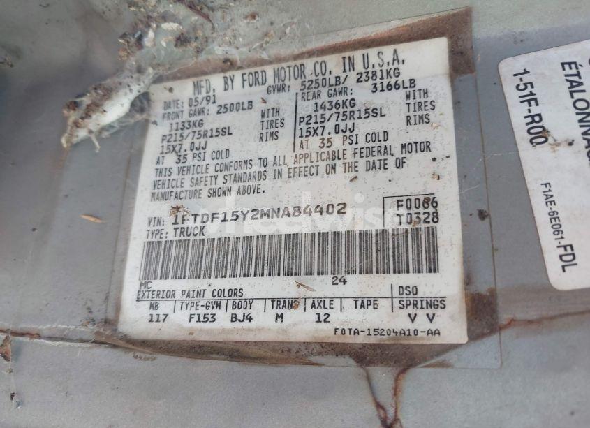 Photo 9 of 1991 Ford F150 N/A (VIN 1FTDF15Y2MNA84402)