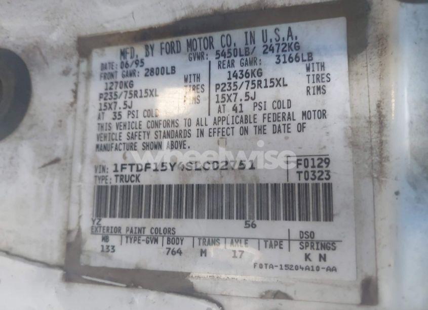 Photo 9 of 1995 Ford F150 N/A (VIN 1FTDF15Y4SLC02751)